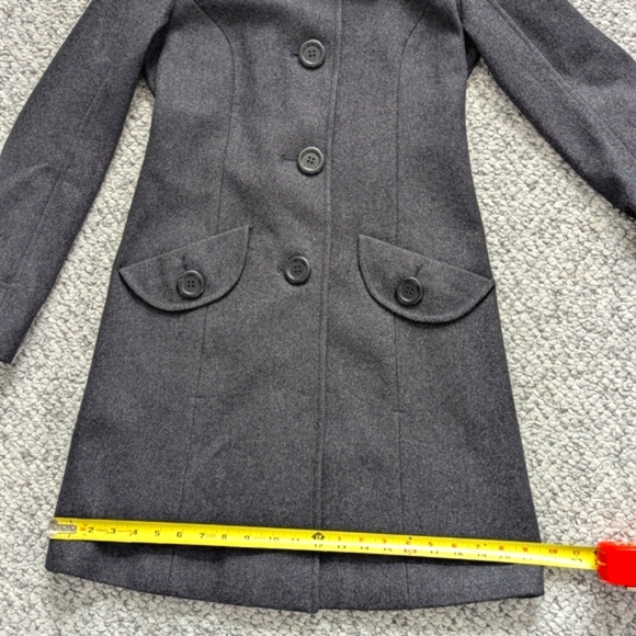 JLO By Jennifer Lopez Women's (Size PXS) Charcoal Grey Wool Blend Pea Coat - Picture 14 of 16